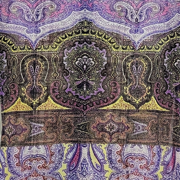 Simon Chang Purple and Blue Button Down Top with Artistic Pattern - Picture 7 of 9